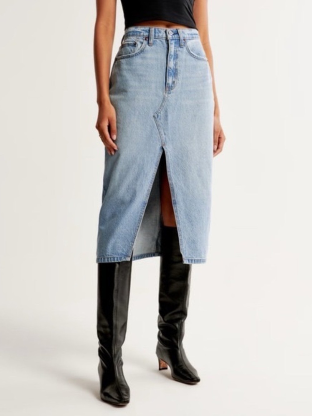 Abercrombie & Fitch Denim Midi Skirt